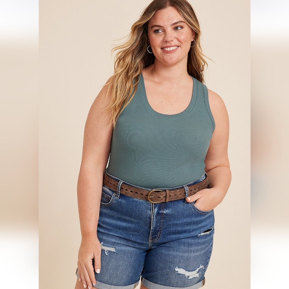 🆕️maurices 24/7 U Line Ribbed Tank Top in Granite Green